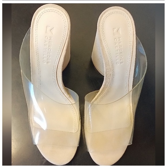 Mercedes Castillo Clear Bone High Heel Sandals Mules Size 8 - Picture 3 of 10